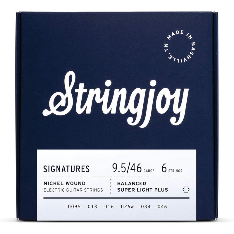 Stringjoy BAL95 Signature Nickel Electric Guitar Strings, (Balanced Super Light Plus Gauge - 9.5-46) - Image 1